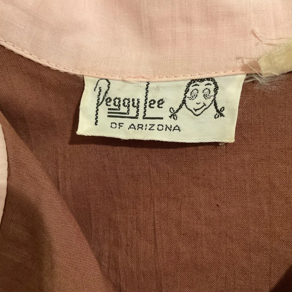 Vintage Peggy Lee brown and pink collared dress - Picture 8 of 11